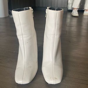 White leather booties